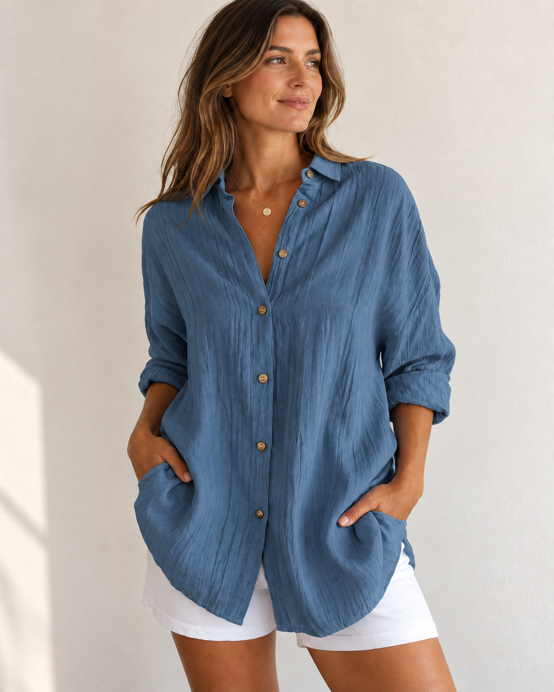 Bea | Oversized Button-Down Shirt — Dark Blue