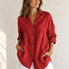 Bea | Oversized Button-Down Shirt — Red