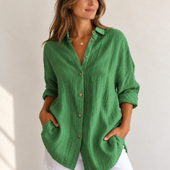 Bea | Oversized Button-Down Shirt — Green