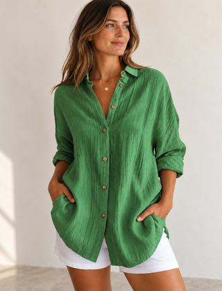 Bea | Oversized Button-Down Shirt — Green