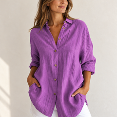 Bea | Oversized Button-Down Shirt — Purple
