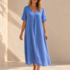 Harper | V-Neck Boho Maxi Dress — Blue