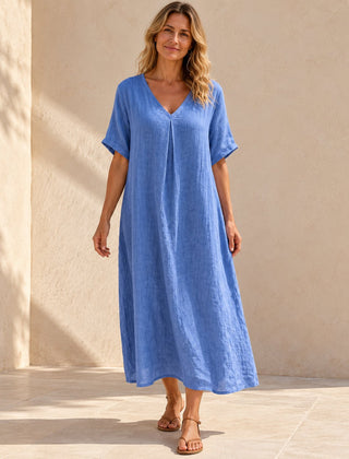 Harper | V-Neck Boho Maxi Dress — Blue