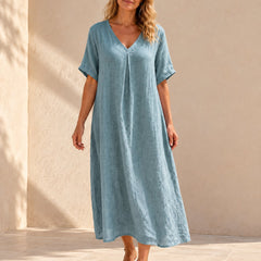Harper | V-Neck Boho Maxi Dress — Light Green