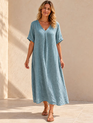 Harper | V-Neck Boho Maxi Dress — Light Green