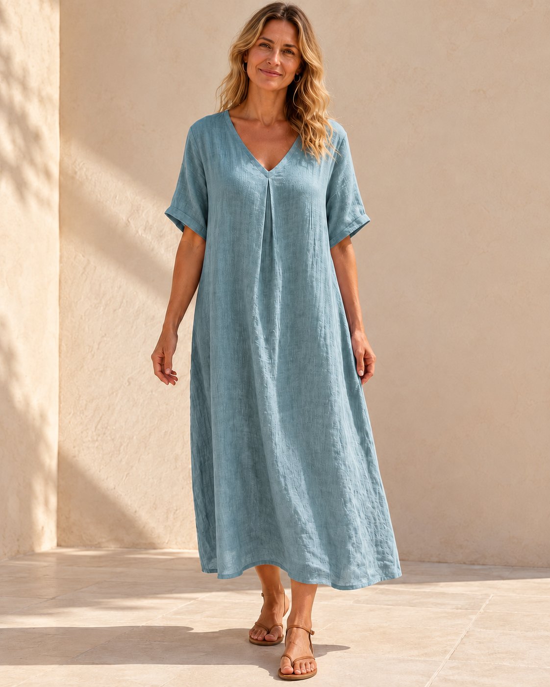 Harper | V-Neck Boho Maxi Dress — Light Green