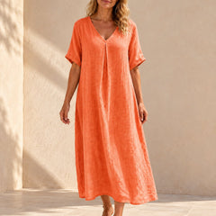 Harper | V-Neck Boho Maxi Dress — Orange