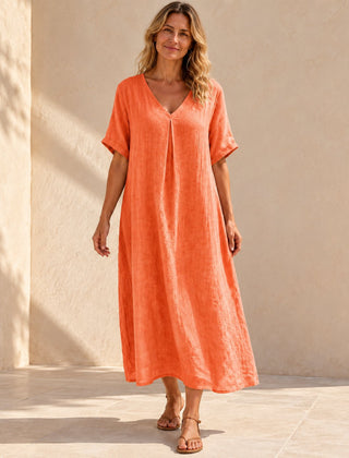 Harper | V-Neck Boho Maxi Dress — Orange