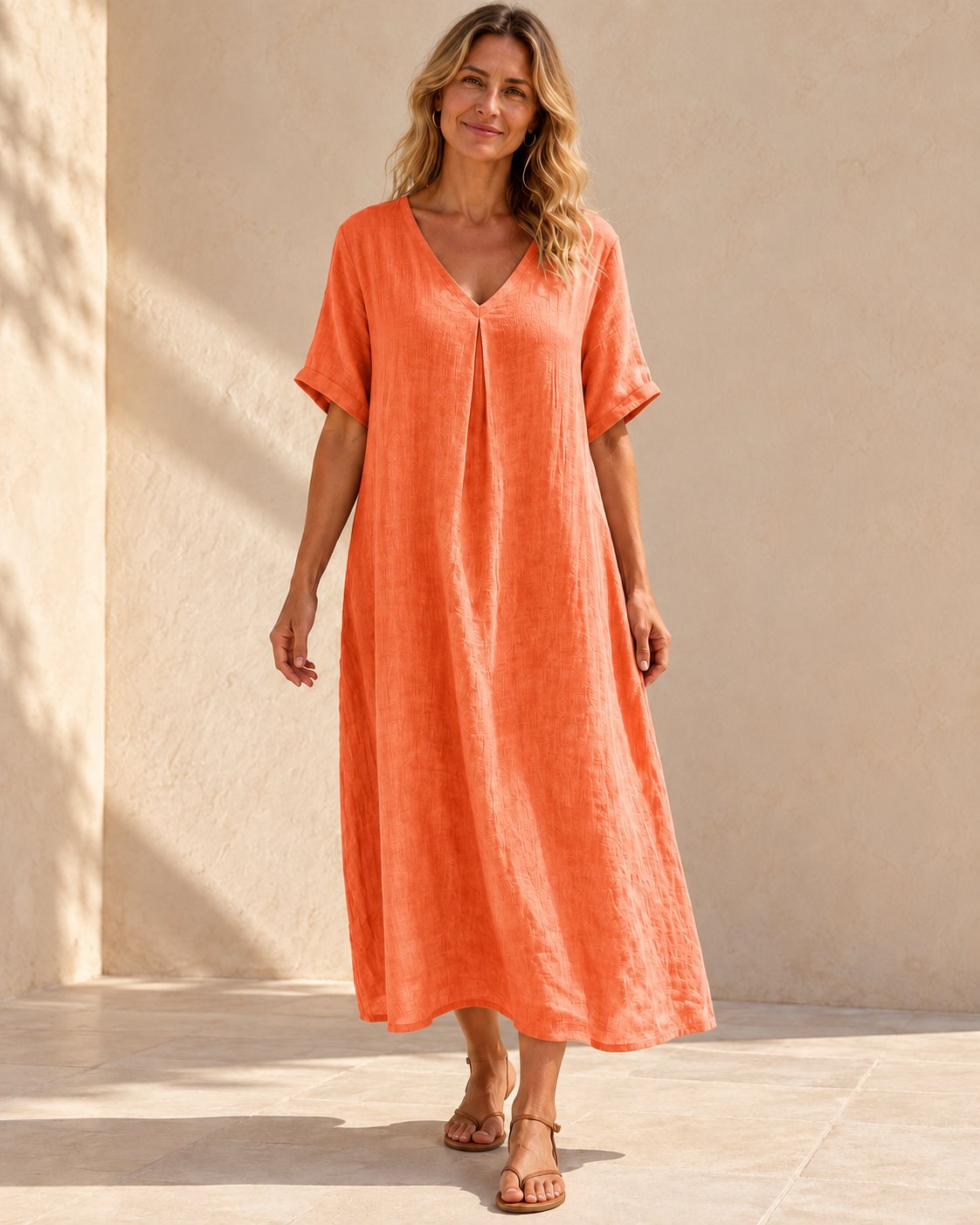 Harper | V-Neck Boho Maxi Dress — Orange