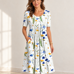 Harper | Floral Pocket Dress — Yellow floral