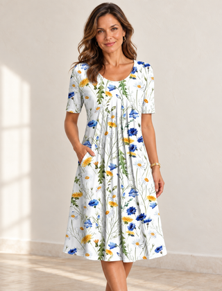 Harper | Floral Pocket Dress — Yellow floral
