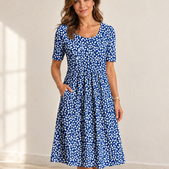 Harper | Floral Pocket Dress — Blue floral