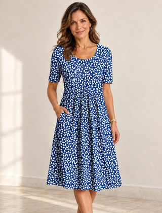 Harper | Floral Pocket Dress — Blue floral