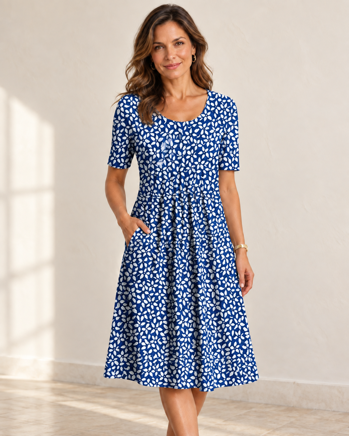 Harper | Floral Pocket Dress — Blue floral