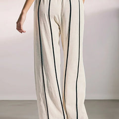 Harper linen-blend stripe set in beige – view 5 – Matilda Mae