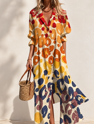 Paula Printed Boho Maxi Dress in Yellow — front view