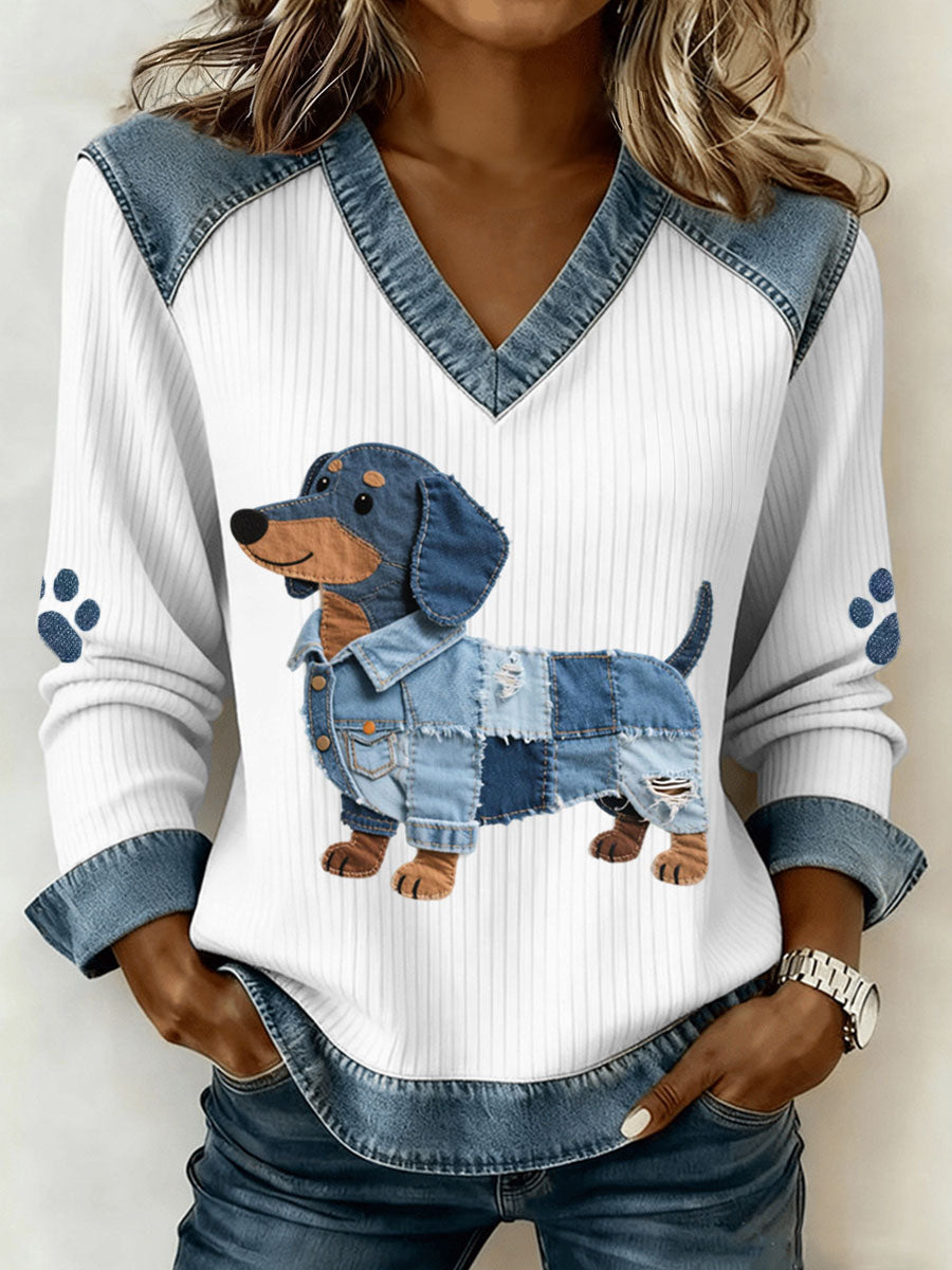 Daniella | Artistic Denim Patchwork Top