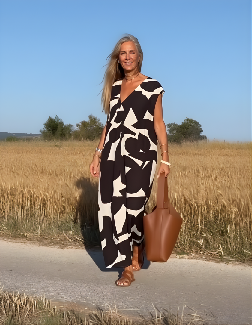 Victoria | V-Neck Printed Dress