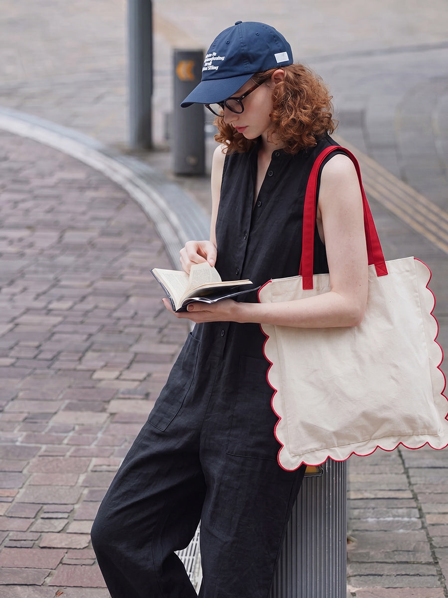 High-Waist Stand-Collar Button-Detail Pocket Jumpsuit